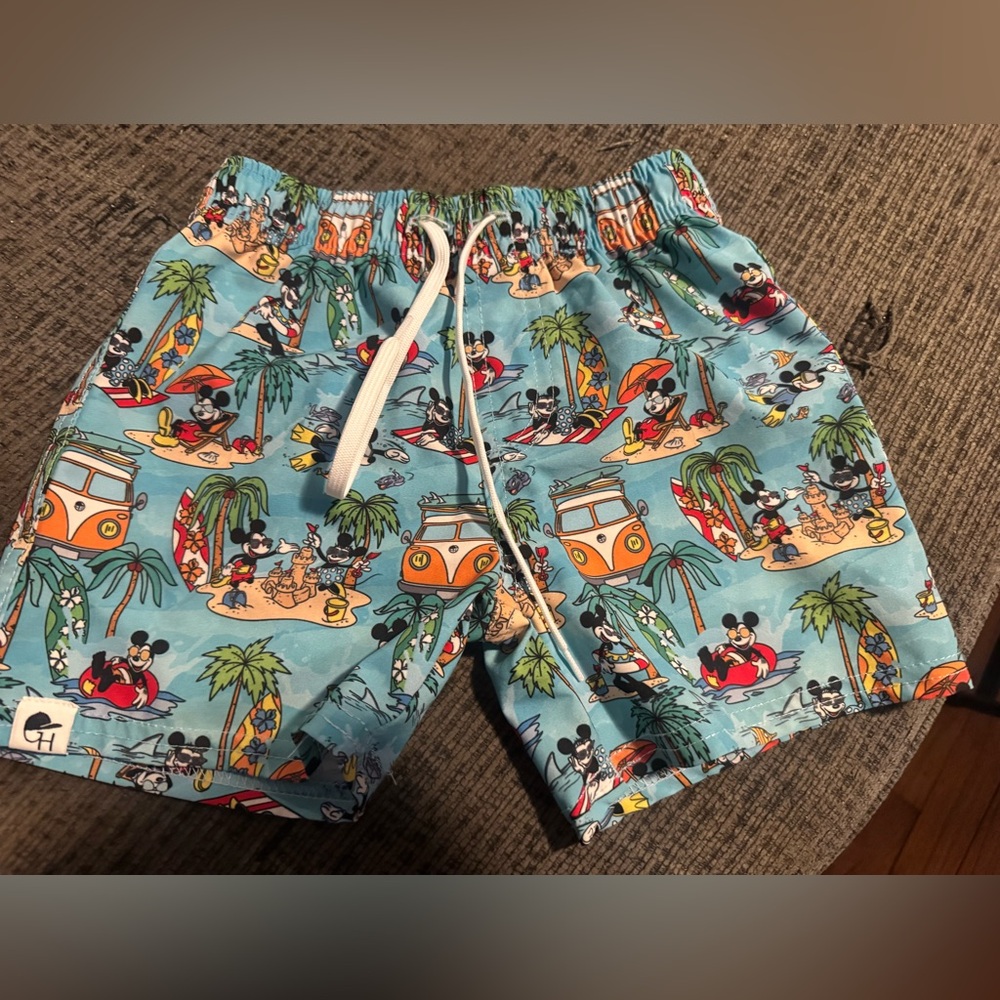 George Hats Mickey Mouse Beach Print Hybrid Swim Shorts